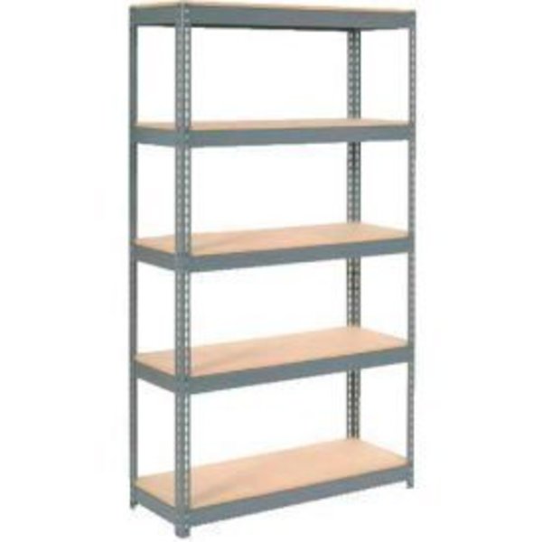 Global Equipment Extra Heavy Duty Shelving 48"W x 12"D x 84"H With 5 Shelves, Wood Deck, Gry 717340